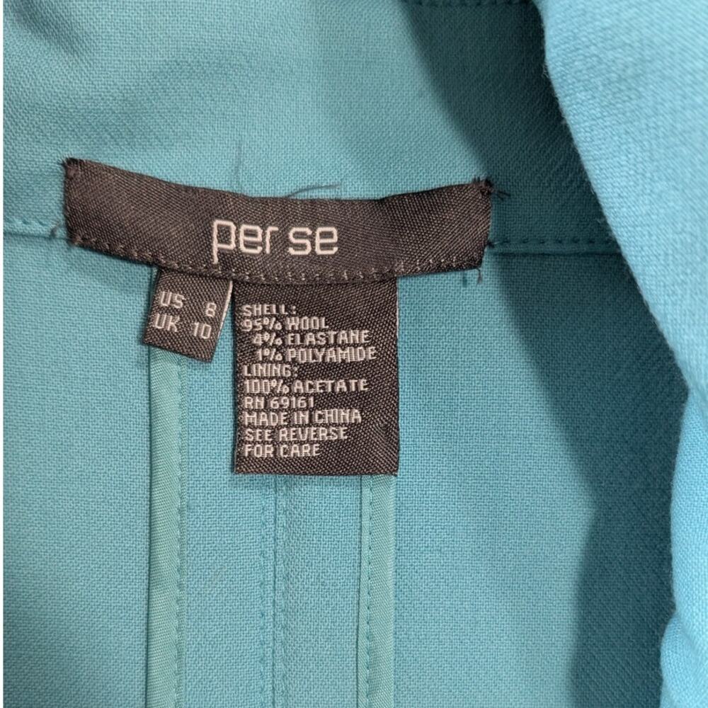 NWT Per Se Teal Double-Breasted Cropped Jacket | Funnel Neck 98% Wool - Picture 9 of 11